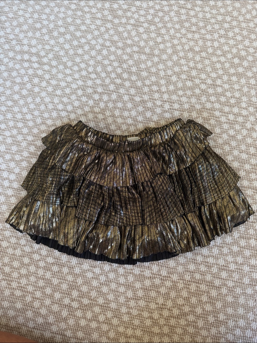 Crewcuts Metallic Gold Tiered Ruffle Mini Skirt